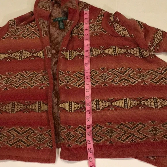 Ralph Lauren LAUREN S/M Cardigan Handkerchief Hem Shawl Collar Open Front - Picture 7 of 15